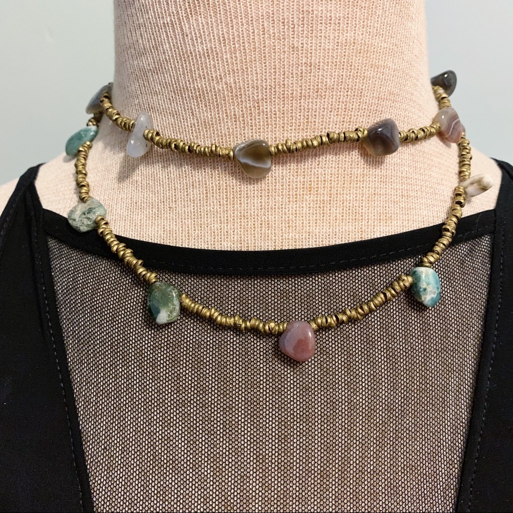 Handmade African Agate Gem & Bronze neckla…